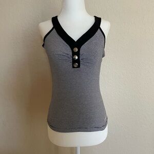 bebe Black and White Striped Tank Top